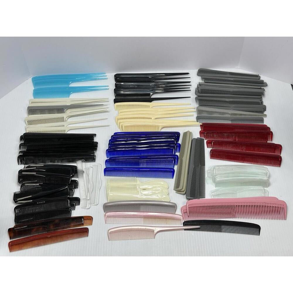 Vintage Lot of 140 Colorful Hair Combs Barber Shop‎ Beautician Beauty Rat Tail